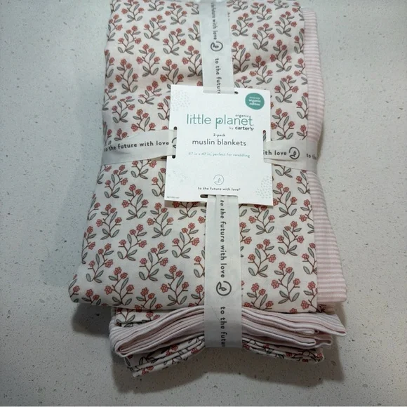 Swaddle Baby Blanket Little Planet by Carter's Muslin Swaddle - Floral - 2pk NEW - Picture 1 of 5